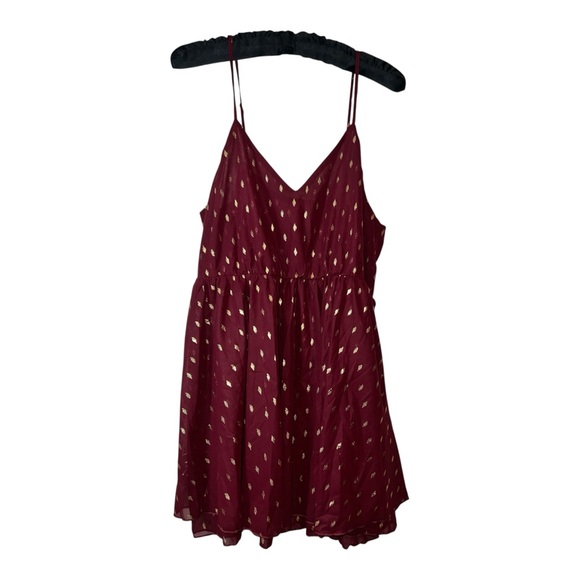 CoMMENSE Foil Spot Print Cami Dress with Matching Cape Burgundy NWT XL Sold Out - Picture 2 of 8